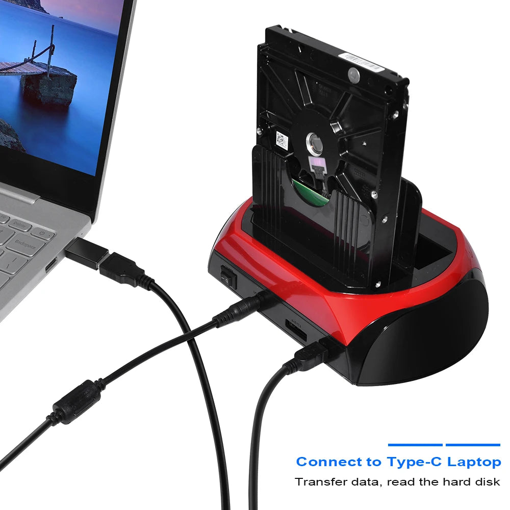 USB 2.0 Type C Dual IDE SATA External Hard Drive Docking Station - Jrw solutions