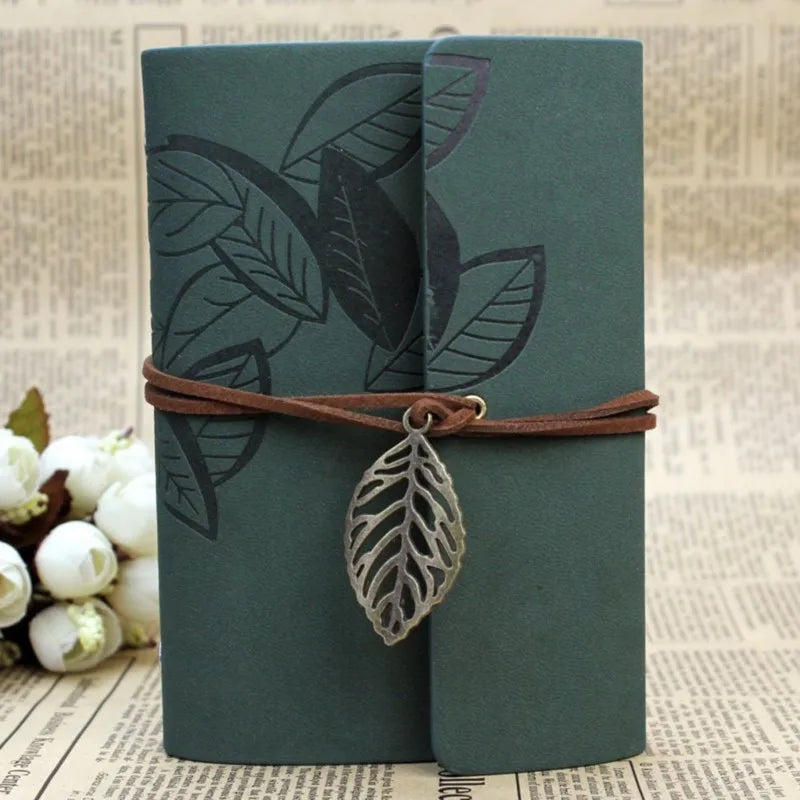 Retro Leaf PU Leather Notebook Diary - Jrw solutions