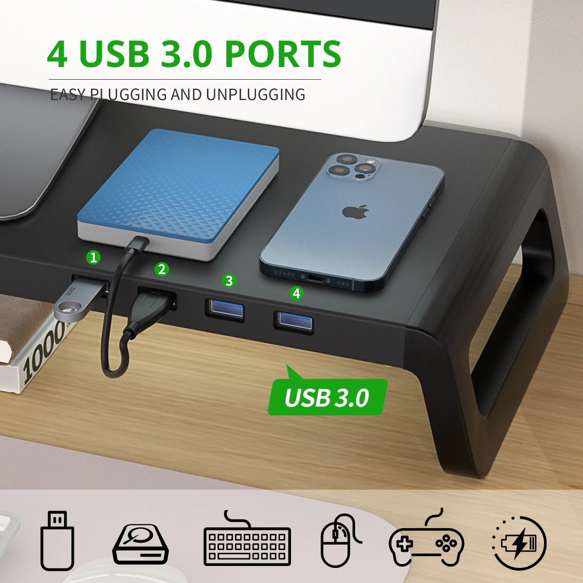 Adjustable Monitor Stand with USB Hub - Jrw solutions