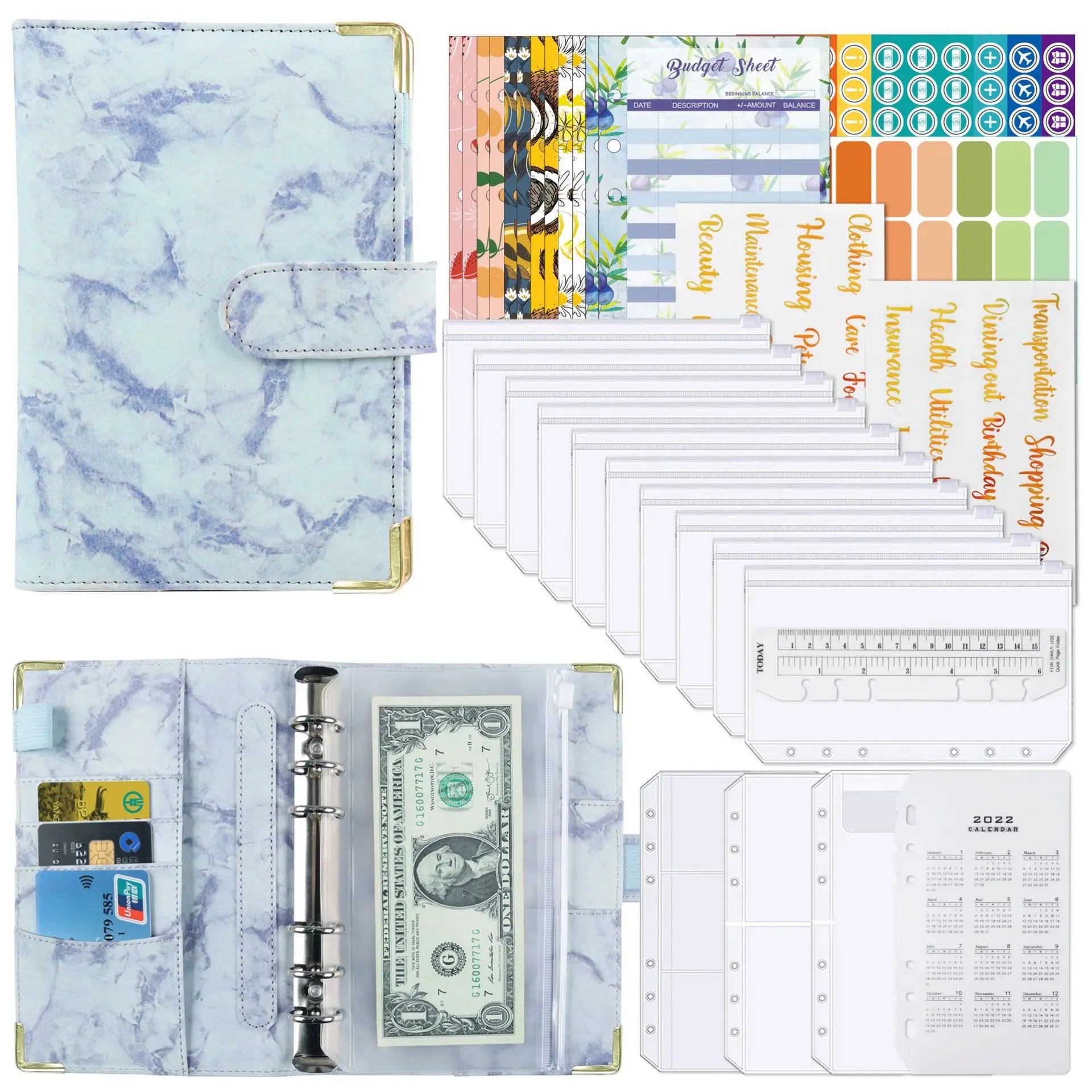 A6 Money Budget Planner Binder With Zipper Envelopes - Jrw solutions