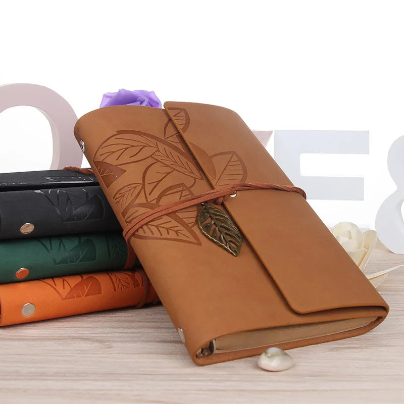 Retro Leaf PU Leather Notebook Diary - Jrw solutions