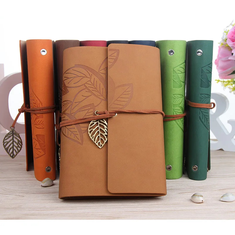 Retro Leaf PU Leather Notebook Diary - Jrw solutions