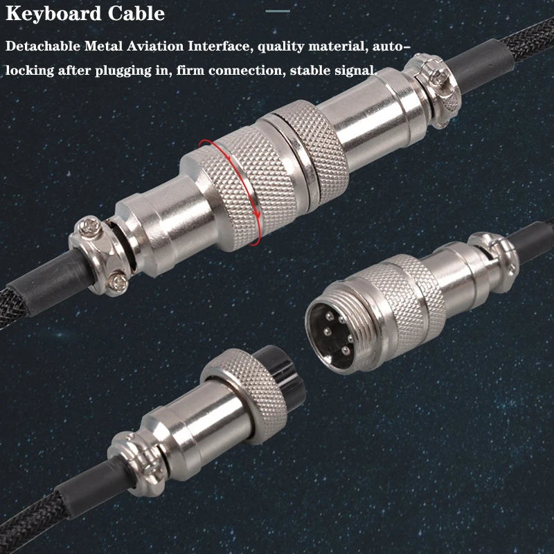 Type-C Coiled Mechanical Keyboard Cable with Aviator Connector - Jrw solutions