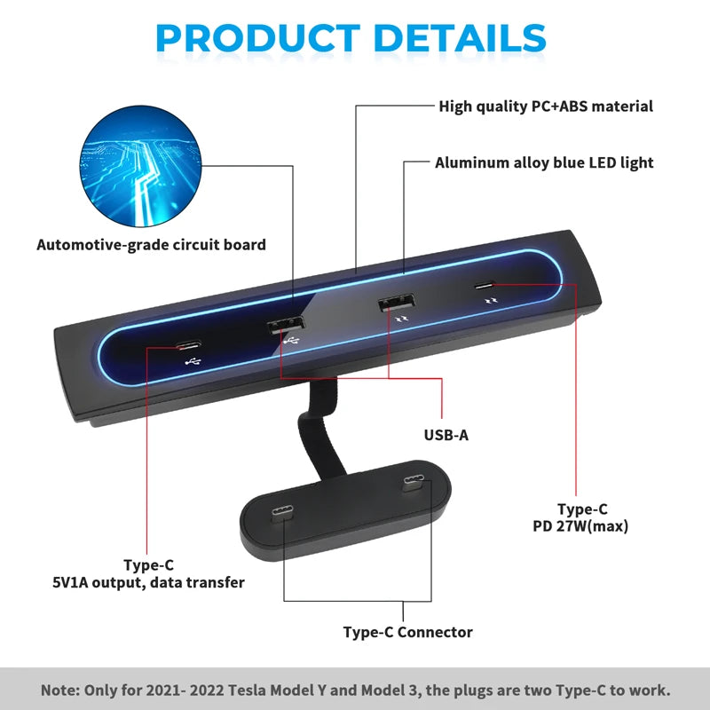 Quick Charger USB Hub Docking Station for Tesla Model - Jrw solutions