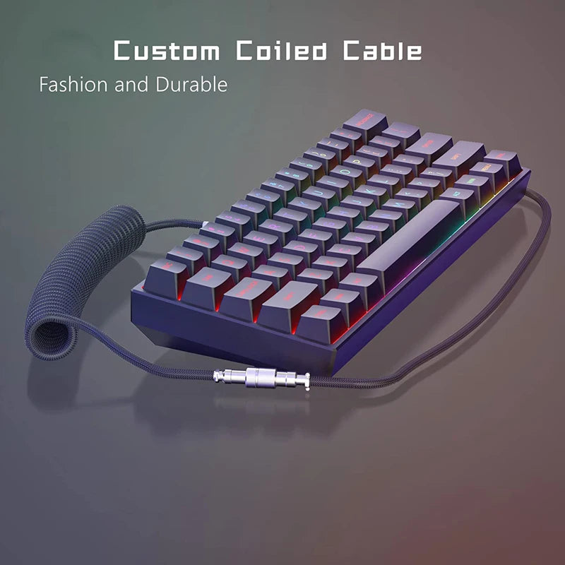 Type-C Coiled Mechanical Keyboard Cable with Aviator Connector - Jrw solutions