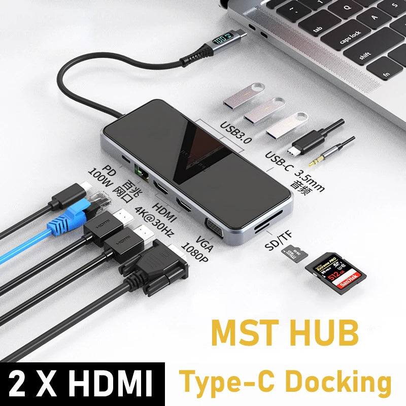 MST Hub USB-C Docking Station with Dual HDMI - Jrw solutions