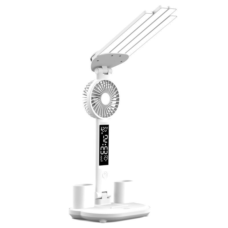 Multifunction Table Lamp LED Four-headed Folding With Fan - Jrw solutions